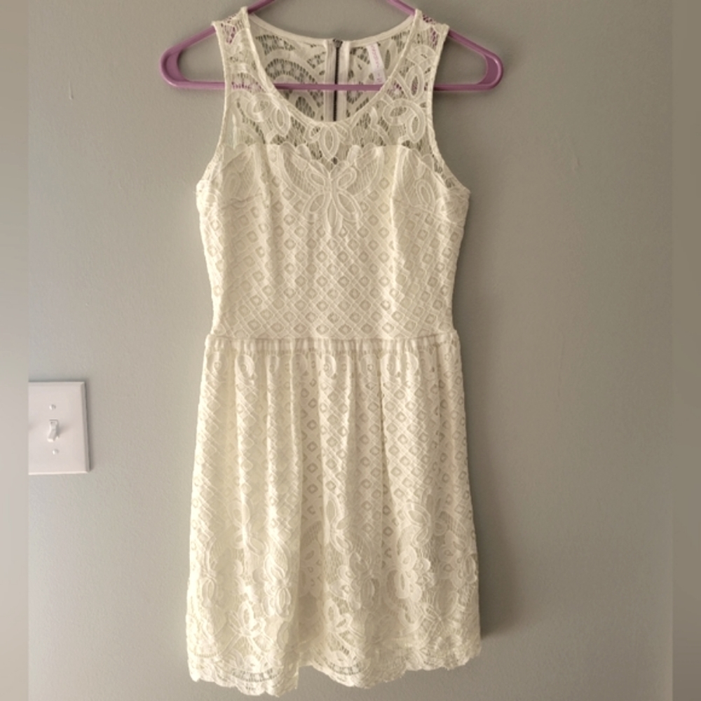 Xhiliration cream lace dress